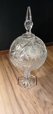 Vintage 15'' Tall Crystal Heavy Cut Glass Apothecary Jar Candy Dish Ball