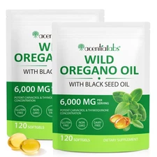 Oil of Oregano with Black Seed Oil 2PACK Oil of Oregano Capsules Organic 2 in...