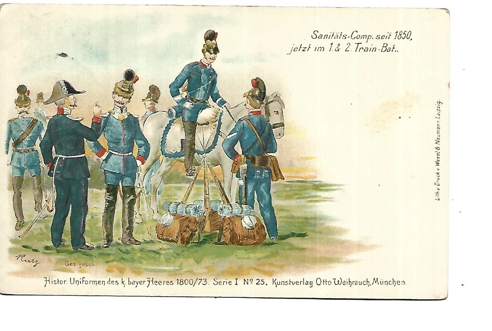 ALLEMAGNE HISTOR UNIFORMEN DES BAYER HEERES 1800/73 SANITATS-COMP 1850 - Photo 1/1