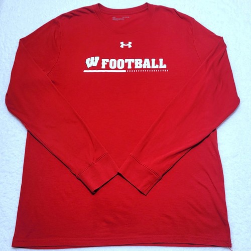 TEAM ISSUED Under Armour Wisconsin Badgers football long sleeve shirt Men's XL