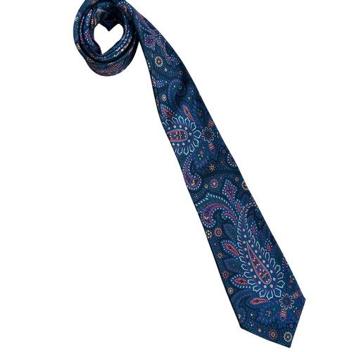 Hilditch & Key Paisley Real Silk Necktie Paisley blue Colorful Saks Fifth Avenue - Picture 9 of 10