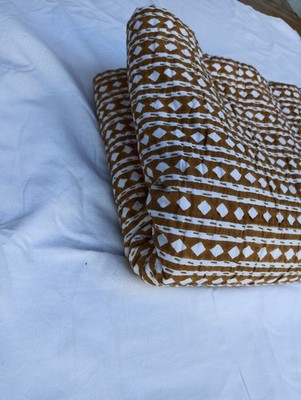 Multicolor Kantha Quilt Bedspread Throw Cotton Blanket Block Art King Size