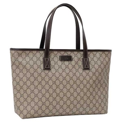 GUCCI GG Supreme Tote Bag Leather Black Commuter School Brown | eBay