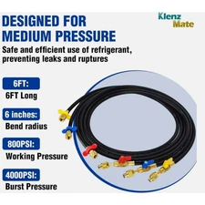 Fieldpiece HR3B Ball Valve Refrigerant Hose Set (3) with Color Tags - 1/4" x 1/4