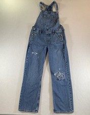 Gap Denim Overalls Bib Girls XL 12 Blue Distressed 100 Cotton