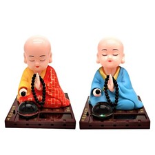 Little Monk Figurine Solar Head Toys Funny Car Shaking Head Toy Home Decorations