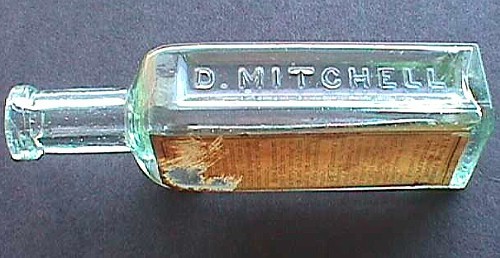 Antique D. MITCHELL quack MEDICINE bottle from ROCHESTER PERRY NEW YORK early