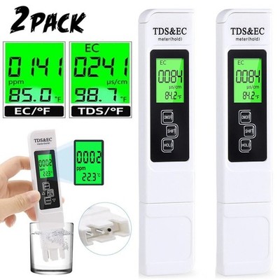 2PC TDS Meter 0-9990ppm Digital Tester Water Quality Testing Kits Drinking Water