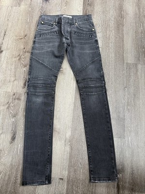 Pierre Balmain Men's Zipper Biker Jeans Moto Style, Size 30