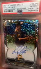 paul skenes 2023 bowman chrome draft sparkle /71 refractor auto psa 10