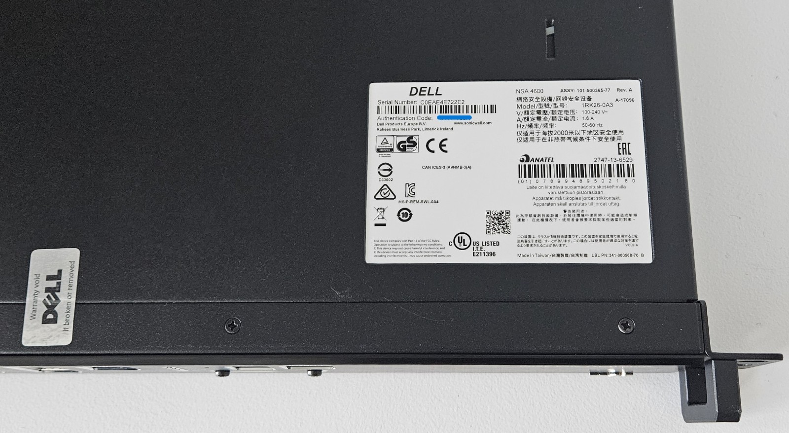 как выглядит Dell SonicWALL NSA 4600 Network Security Appliance Firewall - Not Registered фото