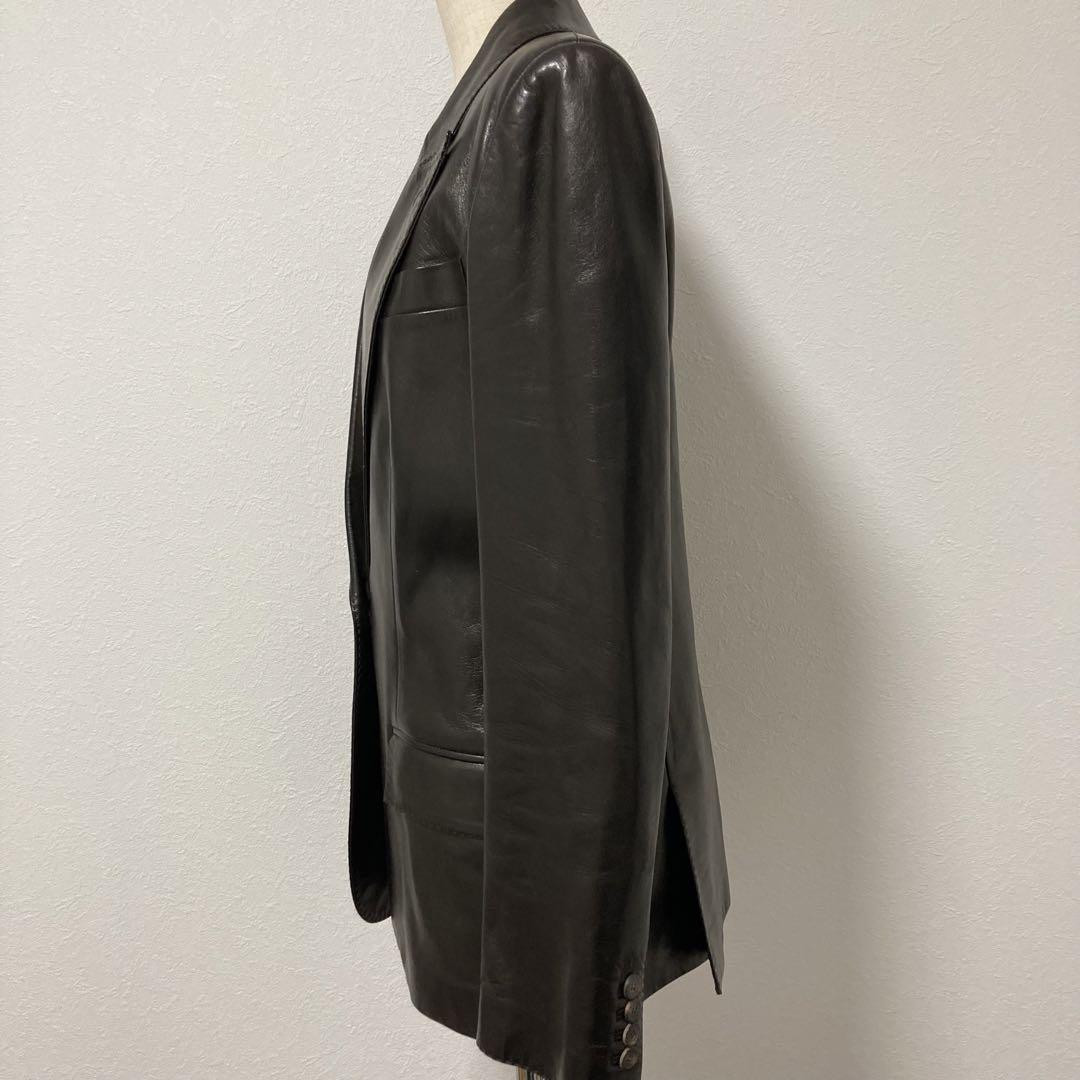 Yves Saint Laurent Giacca Giacca di Pelle Marrone Scuro