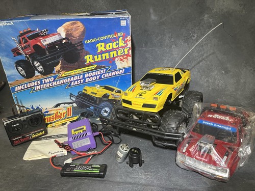 Radio Shack Rock Runner Car Crusher II RC Twin Top Team Losi Charger Battery VTG