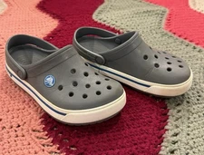 Crocs Classic Slip On Clogs Youth Unisex Comfort Gray White Size C12-13