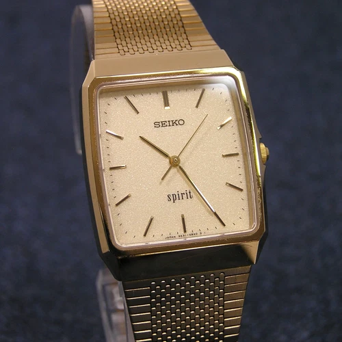 [Rare!] SEIKO SPIRIT 5E31-5A60 90s Vintage Tank Dress Watch - Japan Imported