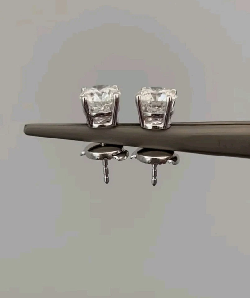Pendientes de diamante natural 2,18 CTW certificado GIA J/VS2 Guaridan trasero 18 k  Foto 4 de 4