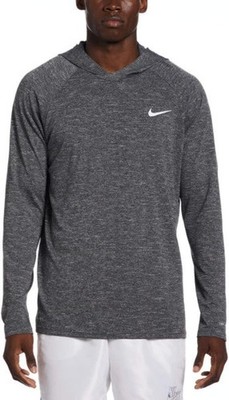 Nike Mens Long Sleeve Hooded Hydroguard Rash Guard Gray White S UPF 40+ Dri-Fit