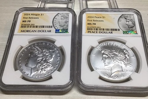 2024 Morgan Peace silver dollars NGC MS70 First Release 2 Coin Set