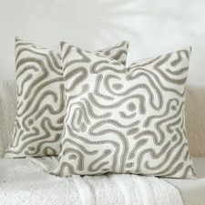 Neutral Pillow Covers, 18x18 Inch Square Decorative 18" x 18" Pack of 2 Beige