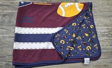 Vintage GYMBOREE 1998 Football Sports Maroon Navy Boy Baby Blanket RARE