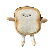 Cute Plush Toast Key Chain Bag Charm Coin Purse Earbud Holder Small Storage case
