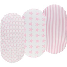 Pink Bassinet Fitted Sheets 3 Pack for Baby Girl, Stretchy Soft Knitted Baby ...