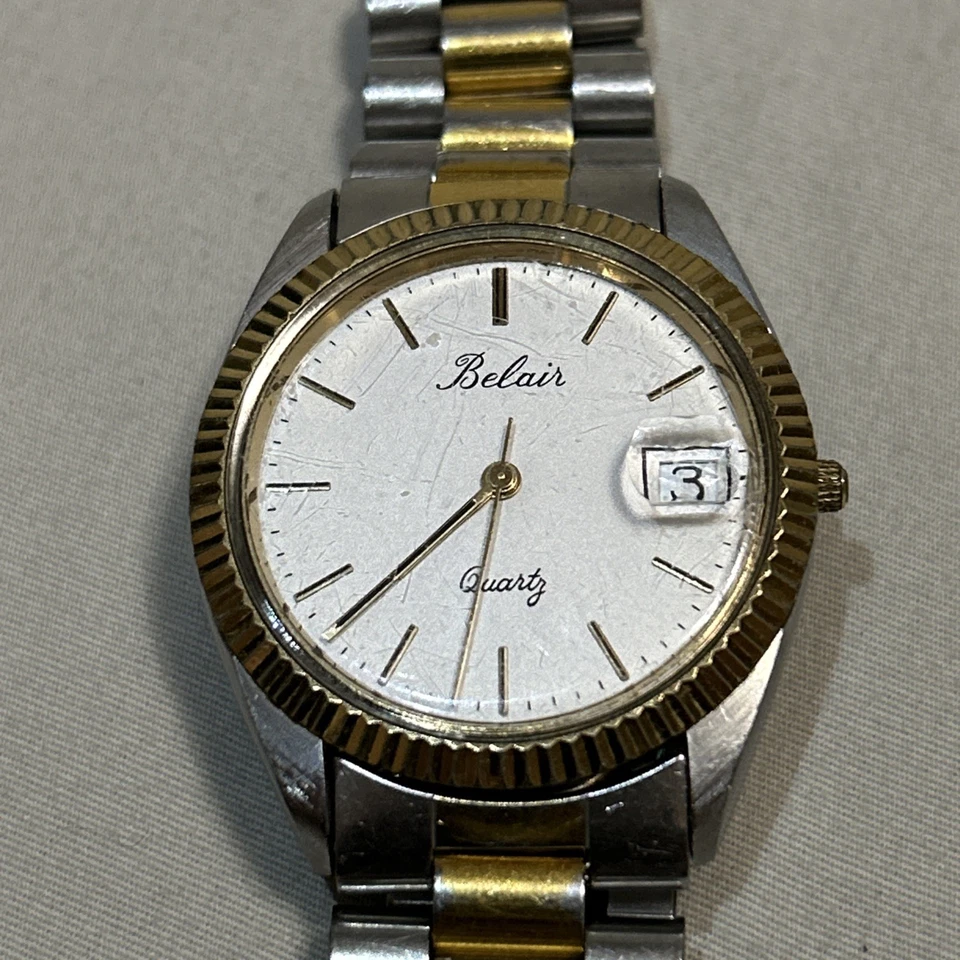 Vintage Belair Stainless Steel Men's Sport Watch Quartz Bubble Date Magnifier  - Image 4 of 4