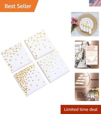 100 PK Gold Napkins - 4 Assorted Designs - 3-Ply Cocktail Napkins Folded 5 x ...