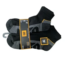 New Men's CAT Caterpillar 6 Pairs Mid-Weight Work Quarter Socks NIP Black & Gray