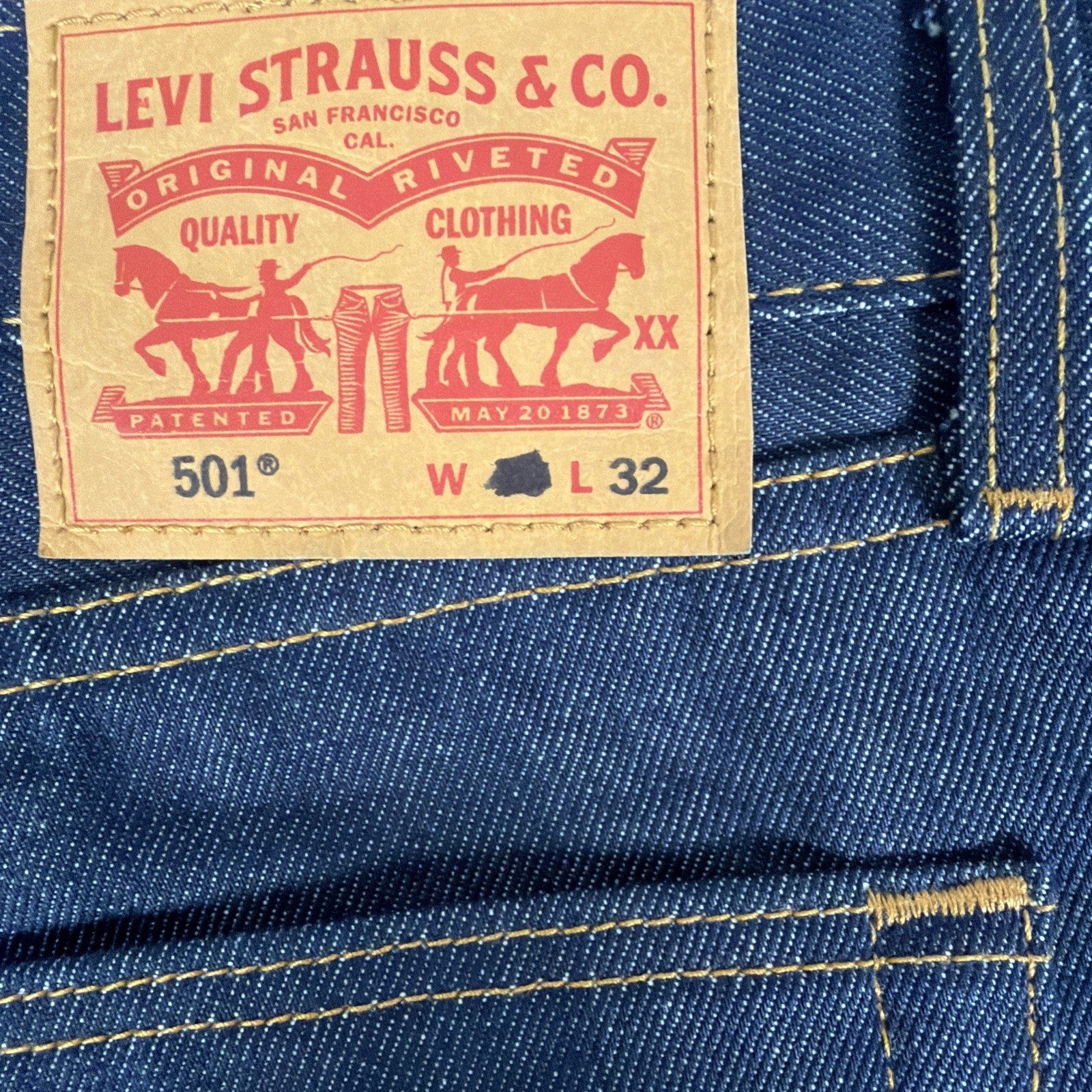 Levis 501 Jeans Mens 46x32 STF Raw Denim Rigid Indigo Button Fly Straight Leg thumbnail 14