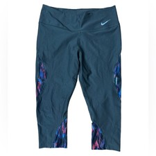 Nike Black Leggings with Blue and Pink Accents