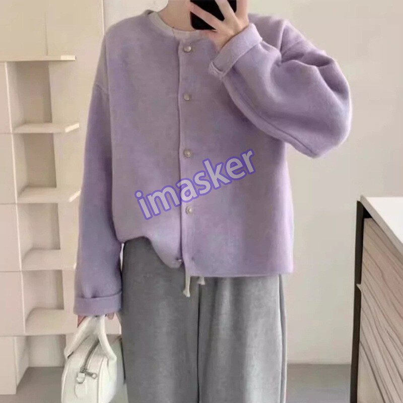 Korean Round Neck Knitted Cardigan Women's Autumn New Loose Sweater Jacket Thick