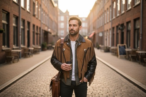 Men’s Two Tone Unik Leather Jacket
