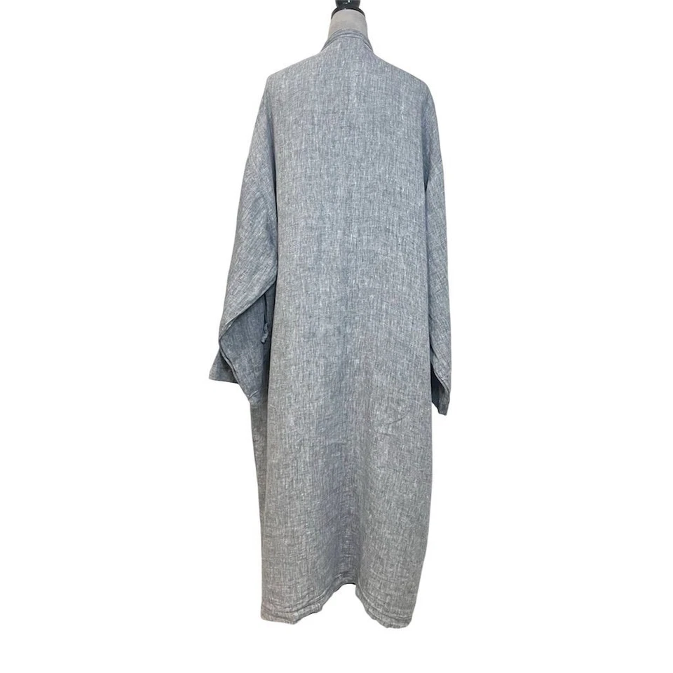 Roupão feminino The Citizenry cinza 100% linho L respirável **SEM CINTO** - Imagem 2 de 4