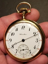 Hamilton 974 16 Size 17 Jewel Adjusted Watch in Solid 14K Yellow Gold Case-Nice!