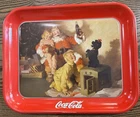 1986 Vintage Coca Cola Decorative Metal Tray Christmas Theme Collectible