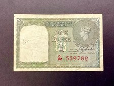 ~RARE British India One Rupee 1940 George VI - P 25b RED SERIAL NUMBER