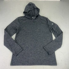 ALO Core Hooded Runner Hoodie Men S Gray Stretch Performance Lightweight Gym Run