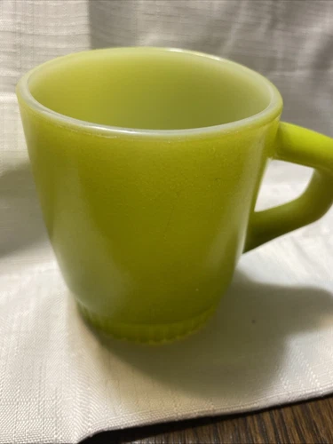Vtg Anchor Hocking Fire King Stackable Coffee Cup Lime Green