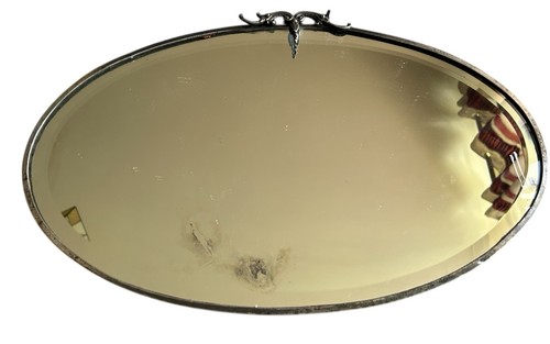 Vintage 1930s Small Top Mirror Original Art Deco Oval Victorian Vibe Over Mantle - Picture 4 of 14
