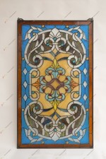 20" x 33.75" Tiffany Style stained glass window panel. HF48