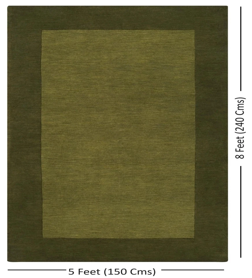 Green Area Rug Hand Tufted Wool Rug For Living Room, Hall 8x10 9x12 10x14 ft Rug - Image 2 of 4