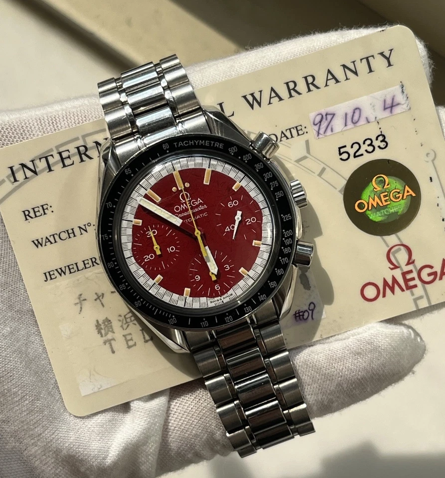 OMEGA Speedmaster Schumacher rojo 3510,61 con tarjeta de garantía 97