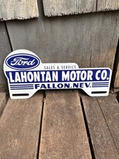 1950s Fallon Nv Lahontan Ford Motor Co Metal Auto License Plate Topper Sign