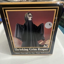 1993 Gemmy Shrieking Grim Reaper Halloween Sound Activated Halloween Factory