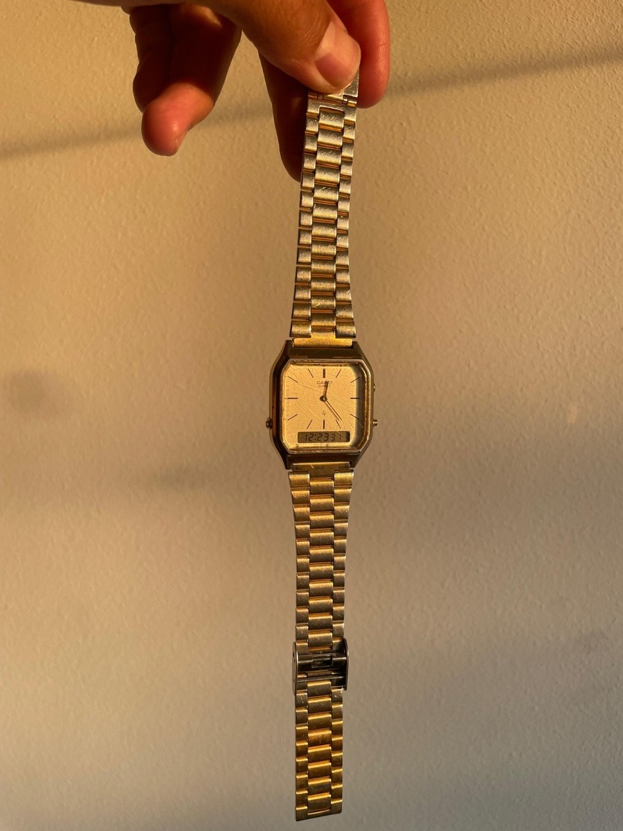 Casio AQ-222 308 Ana-Digi Gold Tone Men's Watch - Fully Working