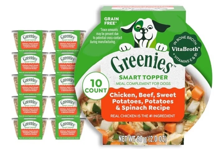 Greenies Smart Topper Chicken, Beef, Sweet Potato, Spinach Dog Food Topper 10pk