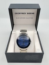 Geoffrey Beene Blue Sapphire Collection Men's Watch Silver Tone WORKS GB8188SL