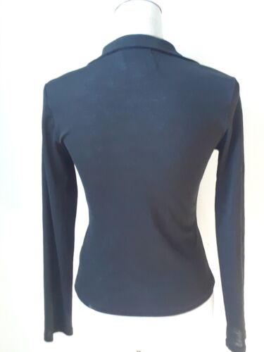 Small LILLY PULITZER Black Long Sleeve Cotton Stretch Open Front Top - Picture 3 of 4