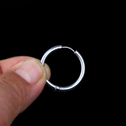 14ct Gold Plated Surgical Steel Black Huggie Thick Sleeper Stud Hoop Earrings UK - Picture 10 of 14